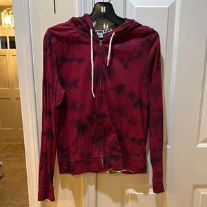 Pink Victoria's Secret Red Tie-Dye Hoodie